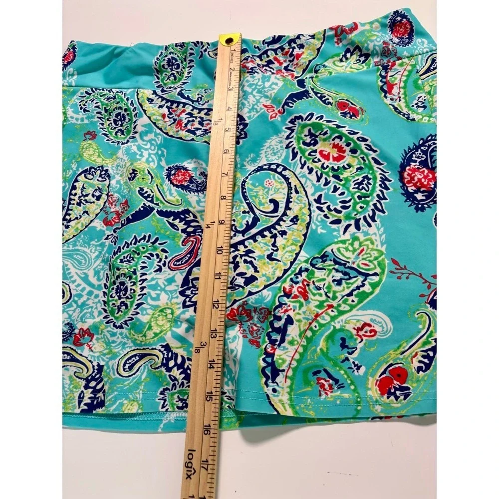 Aryeh Paisley Print Skort Aqua Paisley Sz L Tennis Pickleball Resort Beach - Picture 9 of 13